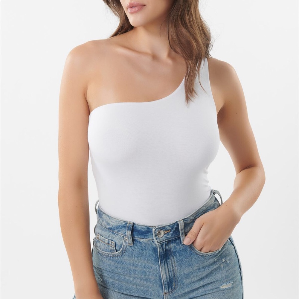 Dynamite Asymmetrical white body suit